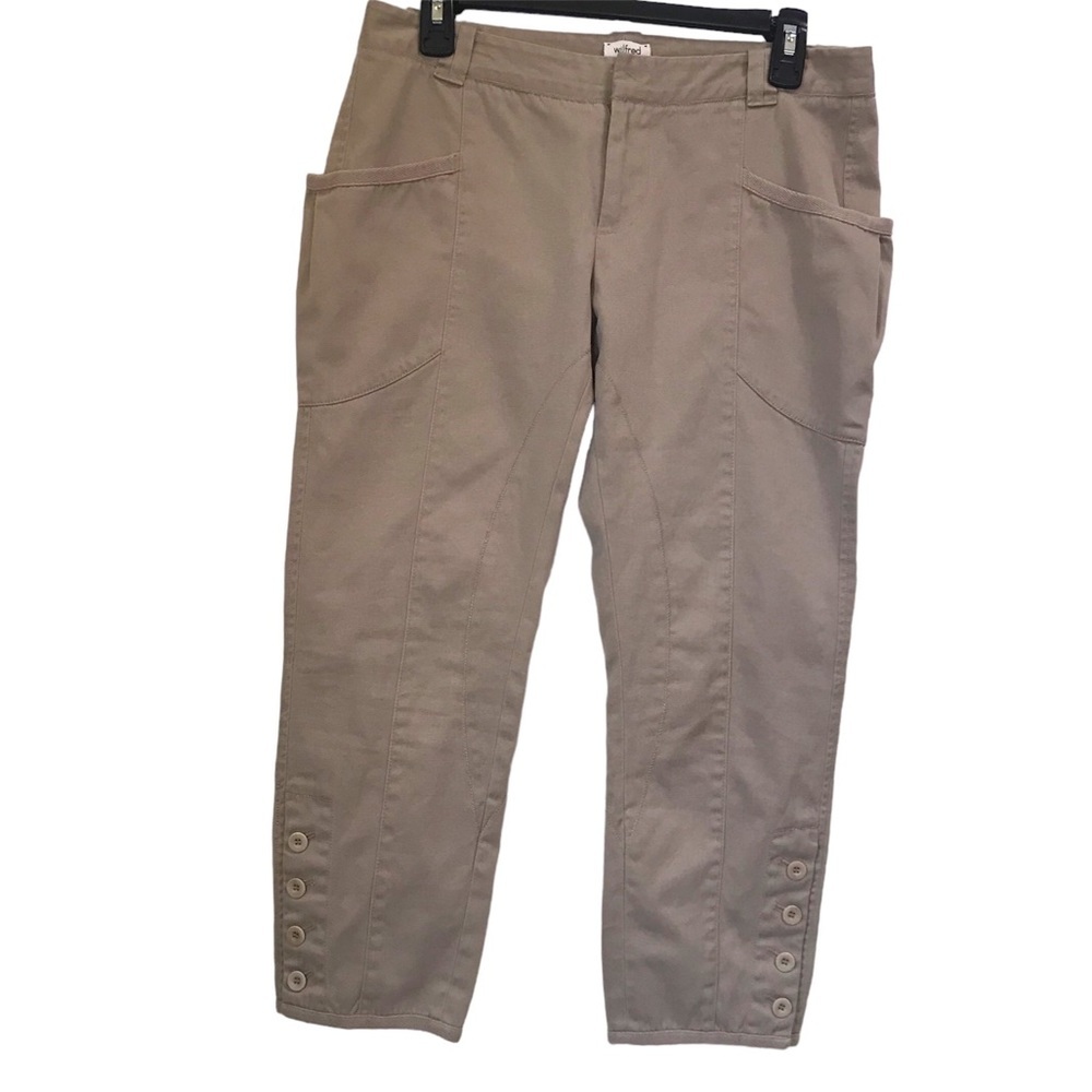 Aritzia Wilfred Cotton Buttons at Ankle Crop Pants Chinos Cargo Pockets Zipper 6